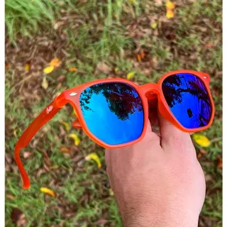 Ipanema Óculos de Sol Quadrado Moda 2023 Unissex uv400 - Laranja c/ Azul Espelhado