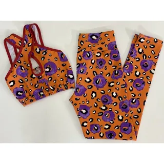 Conjunto de treino suplex feminino transpassado, calça legging e top cropped - Preto