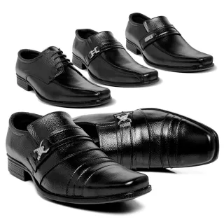 Promoção Sapato Social Masculino Elegante Couro Legítimo Confortável Preto - 899
