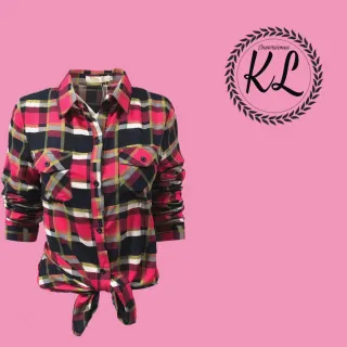Aproveite a Queima de Estoque: Camisas Flaneladas Xadrez Femininas - VERME/PTO
