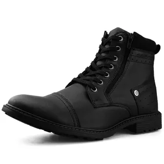 Cadarço Ajustável Zíper Bota Coturno Casual Masculina Cano Baixo - Marrom (590)