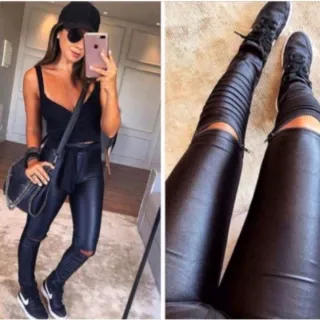 Calça Cintura Alta Skinny Cirrê Corinho - Várias Cores - Zíper Joelho