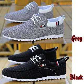 Confortáveis Sapatos Masculinos de Moda Casual em Lona Chata Macia - Preto