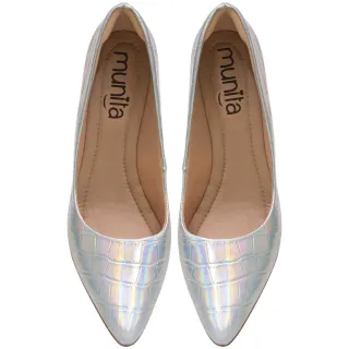 Scarpin Clássico Moderno Atualizado Salto Alto Bico Fino Metalizado-Munita - Off White