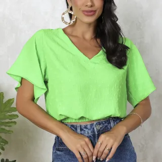 Blusa feminina tecido duna com estampa de pipoca - Púrpura
