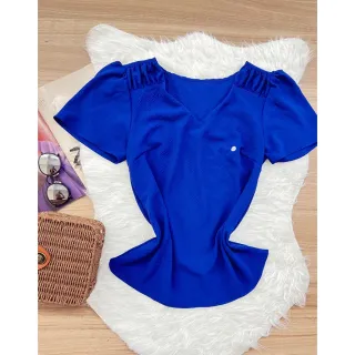 Blusa manga curta feminina com detalhe elástico no ombro - Off