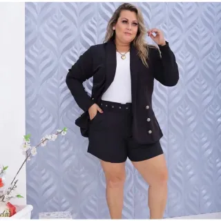 Blazer Alfaiataria Plus Size G1 G2 G3 com Botões na Frente - Vermelho