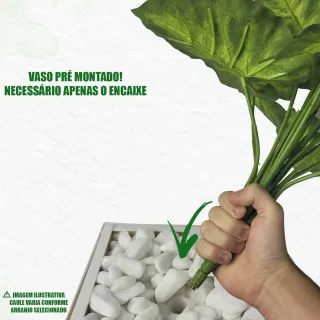 Vaso Decoração 3D Grande + Planta Artificial Bananinha Pronta Entrega - Vime 40cm
