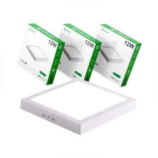 Painel Led 12W Kit 5 Luminárias Quadrado Redondo Alumínio