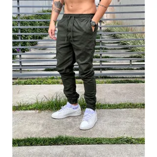Calça Jogger Masculina em Diversas Cores com Punho - Estilo e Conforto para Homens Modernos - CALÇA JOGGER JVERDE MUSGO