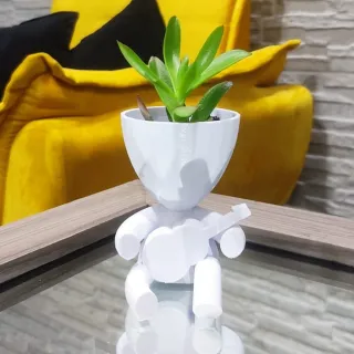 Vasinhos Decorativos para Suculentas - Kit 3 Unidades (Robert Plant) - Preto