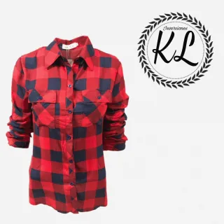 Aproveite a Queima de Estoque: Camisas Flaneladas Xadrez Femininas - VERME/PTO