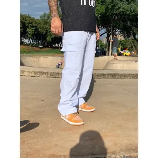 Calça Cargo Unissex Tecido Leve 5 Bolso - Promoção - MARROM LINHA BRANCA