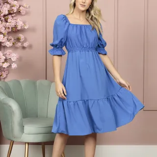 Vestido Midi Feminino Ombro a Ombro | Modelo Elegante e Versátil - MIdi liso bandeira