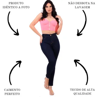 Calça Jeans Feminina Lycra Levanta Bumbum Cintura Alta Skinny - 38