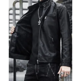 Pronta Entrega Jaqueta Masculina Moderna de Couro Resistente - Preto
