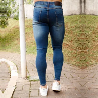 Azul Inglaterra Calça Ballad Masculina Elastano Super Estilosa - 44