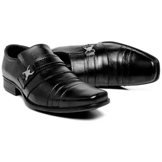 Promoção Sapato Social Masculino Elegante Couro Legítimo Confortável Preto - 899