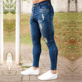 Azul Inglaterra Calça Ballad Masculina Elastano Super Estilosa - 44