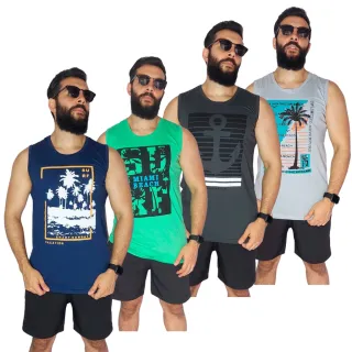 Verão Surf Camiseta Regata Estampada Masculina - Escolha através do chat
