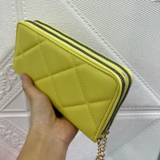 Bordada Feminina Carteira em 2 Zíper - Preto1102