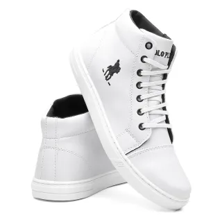 Promoção Tênis Masculino Polo Plus Cano Médio Alto - Compre Já - White 05