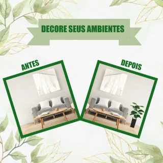 Vaso Decoração 3D Grande + Planta Artificial Bananinha Pronta Entrega - Vime 40cm