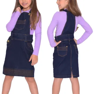 Infantil Jardineira Jeans Listra Barra 7PALLAS - AMACIADA