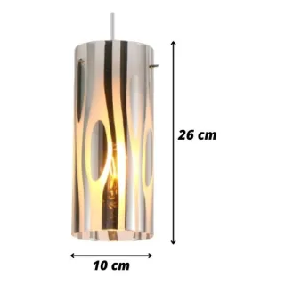 Pendente Lustre Luminária Zibra Taschibra em prata com vidro trabalhado para 1 lâmpada - Único
