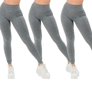 Fitness Legging Kit - 3 Calça Cintura Alta Levanta Bumbum - 3 Preta