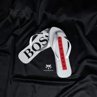 Confortável Chinelo Masculino Premium Estampado - Várias Estampas - BRANCO/PRETO