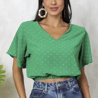 Blusa feminina tecido duna com estampa de pipoca - Púrpura