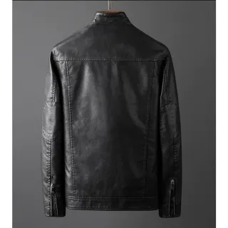 Pronta Entrega Jaqueta Masculina Moderna de Couro Resistente - Preto