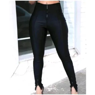 Calça Cintura Alta Skinny Cirrê Corinho - Várias Cores - Zíper Joelho