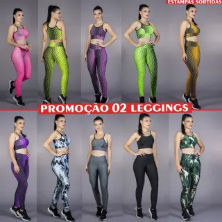 Leggings Fitness Femininas Kit com 02 Calças Lisas - Promoção