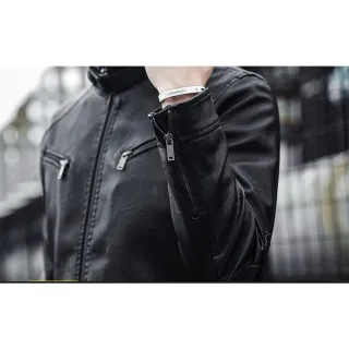 Pronta Entrega Jaqueta Masculina Moderna de Couro Resistente - Preto