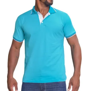 Camisa Polo Masculina Slim Manga Curta - Cores Variadas - Cinza Escuro