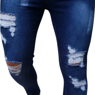 Calça Jeans Masculina Super Skinny Lycra Elastano - Kit com 2 unidades - TURQUESA/ DARK