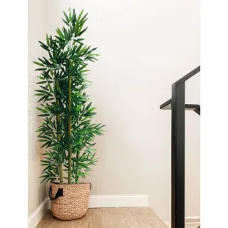Bambu Artificial Natural - Planta de Bambu Real Toque Sorte Folha - Único
