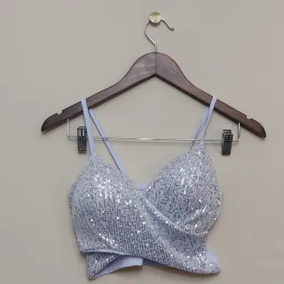 Bojo feminino paetê alcinha cropped com - Vermelho