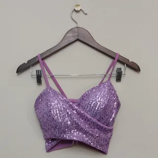 Bojo feminino paetê alcinha cropped com - Vermelho