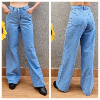 Calça Feminina Wide Leg Cintura Alta em Jeans Premium - CLARA RASGADA
