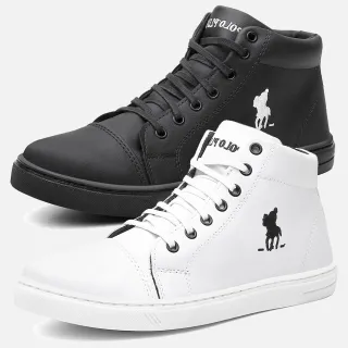 Confortável Tênis Masculino Polo Plus Cano Alto - Kit 2 Pares - 05 Azul + 05 Marrom