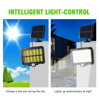 Sensor Presença Luminária Solar de Parede 120 Cob 24W com 3 Funções - Único