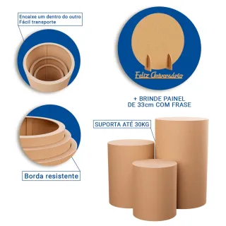 Cilindros Decorativos Kit Trio P,M,G para Festas de Mesa - Único