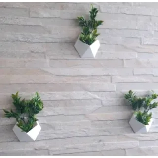 Vaso Geométrico Meia Lua Moderno - Modelo para Jardim Vertical ou Parede - 3 Branco.