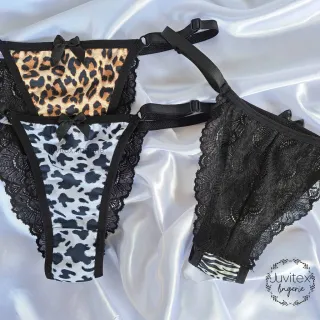 Lingerie Julia Estampada com Renda e Regulagem de Calcinha Romantic - Bolinha vermelha