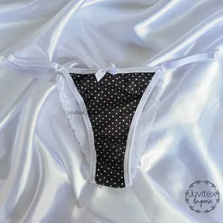 Lingerie Julia Estampada com Renda e Regulagem de Calcinha Romantic - Bolinha vermelha