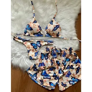 Kit Biquíni 3 Peças - P M G GG - Listrado