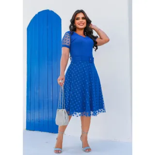 Moda evangélica: Conjunto saia, blusa e cinto - Preto floral
